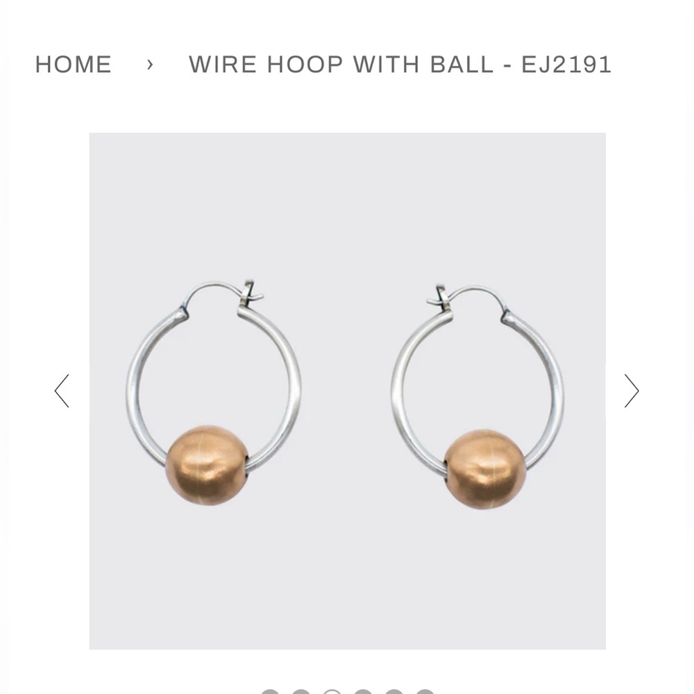 Sundance designer Jane Diaz Sterling Silver Hoop Earrings with Copper Ball